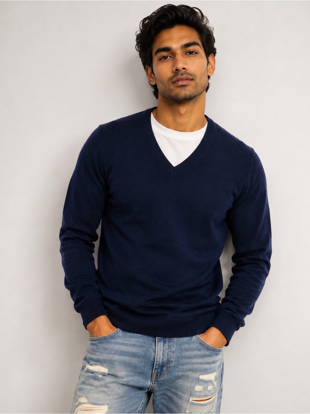Classic GAP Men’s Dark Blue V-Neck Sweater